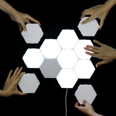 Pack of 3 Pcs LED Touch Creative Honeycomb Lights Crystal Wall Lamp Modular Assembly Quantum Modern Bedroom Hotel Lamps photo-3