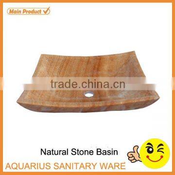 Yellow Color Bathroom Marble Natural Stone Wash Basin