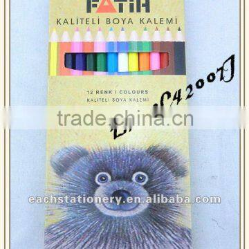 7" 12 color pencils wooden hexagon color pencil with box package