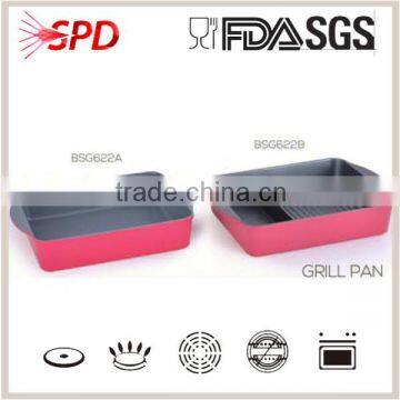 High quality SGS FDA fashion norvel new European technology die casting nonstick coating 2 style cast grill pan