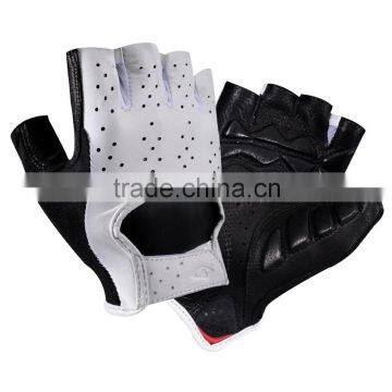 2015 RACING ROAD PRO CYCLE GLOVES GENUINE LEATHER MATERIAL BLK & WHITE COLOR