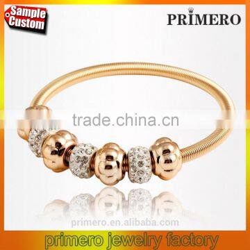 New Trendy Crystal Resin Metalbeads Spring Chain Shambhala Bracelet Bangle For Women Jewelry