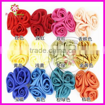 Satin rolled rose flower, triple satin chiffon flower, rose flower