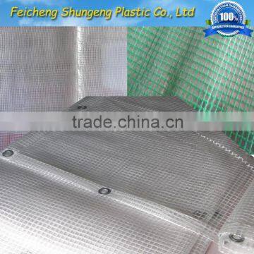 PE transparent foil and white woven fabric film