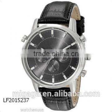 2015 high quality low price Black Dial Leather Band Chronograph Men's Watch