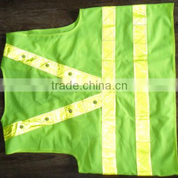 Road safety 100%polyester green reflective running vest