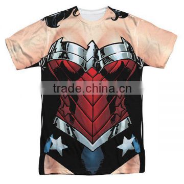 100% Polyester Half Sleeves Full Sublimated T-Shirt with Wonder Woman design