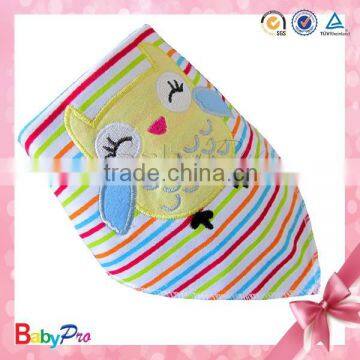 2015 Hot Sale Promotional Yellow Owl Baby Bandana Bibs Baby Bib Scarf