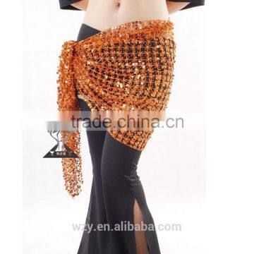 wuchieal Lady orange velvet sexy Belly dance hip scarf