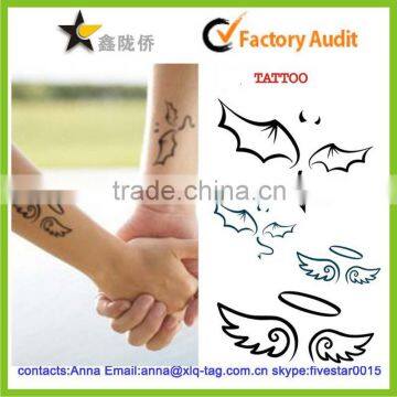 2014 Most popular professinal custom simple wings tattoo sticker