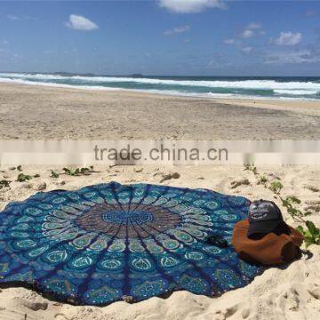 wholesale 100% cotton luxury velour for australia large circle custom colorful printed round beach towel