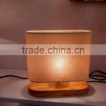 Simple style wood table lamp, vintage modern table in wood base and linen lamp shade