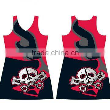 newest design hot sale polyester ladies sublimation netball dress