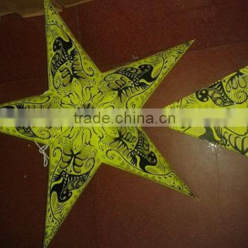 yellow indian paper lanterns stars printed