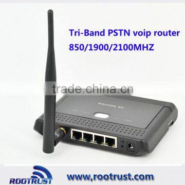 Tri-band HSUPA 850/1900/2100MHZ 3G PSTN Phone router with sim card slot