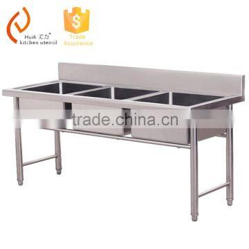 commercial stainless steel triple bowl kitchen sink without faucet