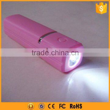 China factory price portable power bank 2600mah with strong led torch