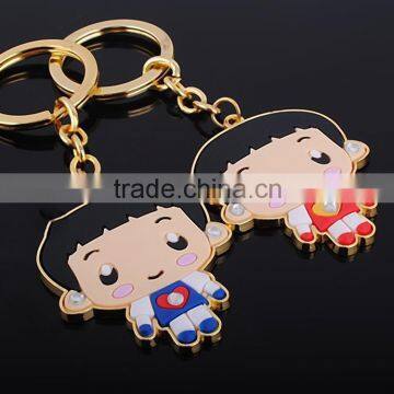 little boy shaped laser printing metal lover keychain