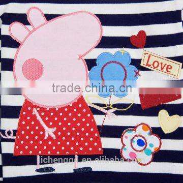 (F4289) Nova t Shirts Striped Girl Clothes 2-6Y Fashion Fancy Clothes Animal Applique Manufacturer T-shirts Children t Shirt photo-2