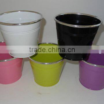 small powder coated metal bucket