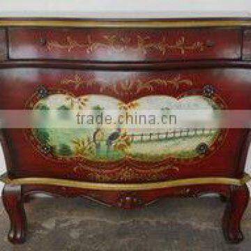 CF30152D 3-Drawer Hall Chest-Hand Painted Floral console Table Luxury Cabinet