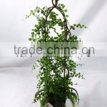 fashion design artificial flower artificial plant with pot in cage for garden decor