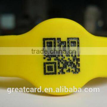 Waterproof NFC 13.56 MHz silicone rfid wristband bracelet with QR code for swimming pool