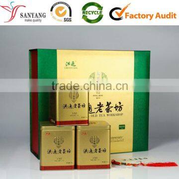 Small metal hinged lid tin box square shape for christmas gift tea candy custom tin can box