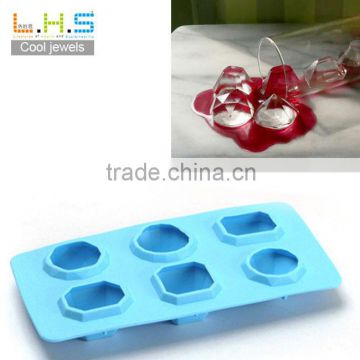 100% Food grade Romantic jewels diamond shape silicone ice cube tray