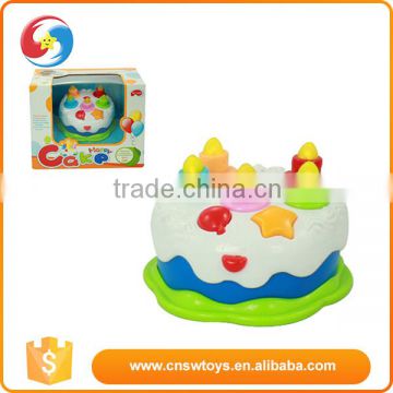 China toy wholesaler musical instrument colorful children plastic patty birthday cake with music