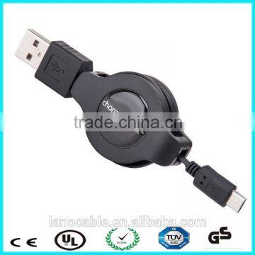 Durable PU casing 75cm retractable molded micro usb cord