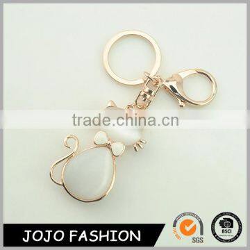 Custom cat shaped keychain maker metal gold opal acrylic keychain for sales                        
                                                                                Supplier's Choice