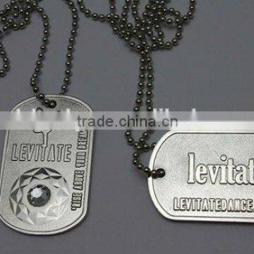 Exquisite identification metal dog tags with ball chain,bright nickel plated dog tags 3D for retail