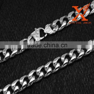 In Stock Best Quality Shiny Polished Silver Mens 15mm Wide Cuban Statement Necklace 316l Stainless Steel Curb Chain photo-3