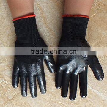 Black nitrile coated gloves household chemical