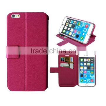 for iphone 6 4.7 hot pink case slik slim wallet stand leather high quality factory price