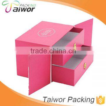 Pink 2 Drawers Design Storage Jewellery Drawer Gift Box with Handles