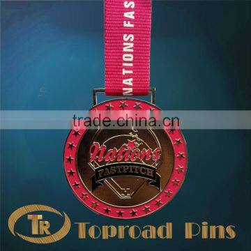 2015 hot sale custom metal medal with ribbon