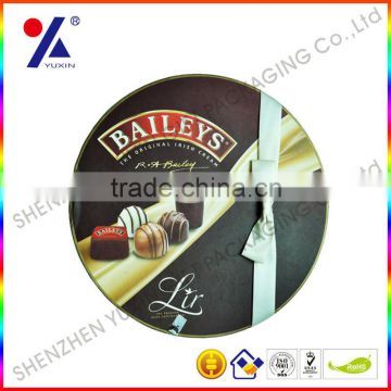 Top and base round gift packaging box made of paperboard for chocolate packing