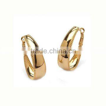 Best selling factory price highpolished chunky 316l stainless steel jewelry 24k gold hoop earring rolled gold earrings LE2318