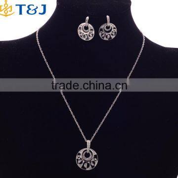 YiWu T&J Cheap Vintage Crystal Cheap Geometric Circle Wedding 2 Pcs Jewelry Sets With Necklace Earrings