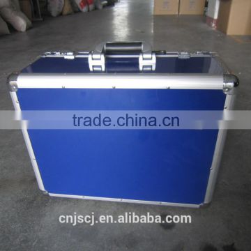 blue export useful abs locking aluminum tool case, permanent protection aluminum trolley carrying case