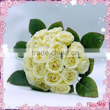 H 24cm Champagne Artificial Silk Flowers Rose Wedding Bridal Bouquet