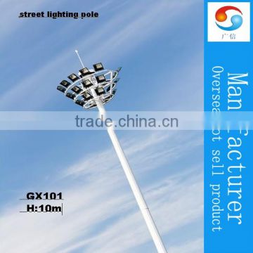 10m galvanized park light pole, street lamp post, lamp pole, lighting pole,street lighting pole,steel tbular pole