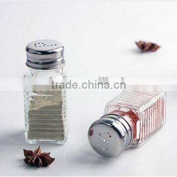 Level Circles Square Shape Glass Spice Jar