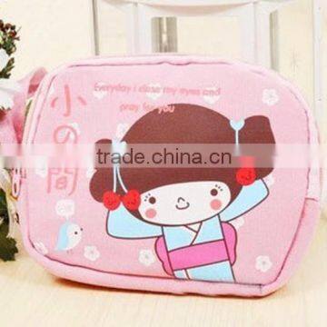 wholesale double zipper wallet phone handbag, small coin purse women canvas handbag