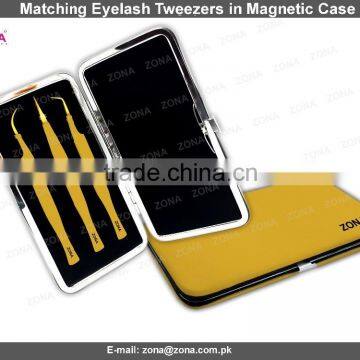 Professional Eyelash Tweezers In Magnetic Matching Case / Get Eyelash Tweezers Case From ZONA PAKISTAN