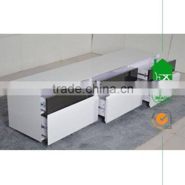 TV-2329 Modern White Wooden High Gloss TV Cabinet Design With Drawers