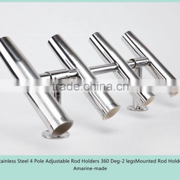 Stainless Steel 4 Pole Adjustable Rod Holders 360 Deg-2 legs