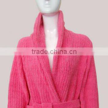 Rose Chenille Bathrobe Shawl Collar Luxury 5 Star Robe Fancy Robe